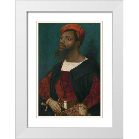 Portrait of an African Man White Modern Wood Framed Art Print with Double Matting by Mostaert, Jan