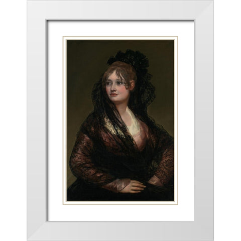 Portrait of Dona Isabel de Porcel White Modern Wood Framed Art Print with Double Matting by Goya, Francisco