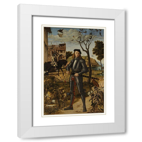 Young Knight in a Landscape White Modern Wood Framed Art Print with Double Matting by Carpaccio, Vittore