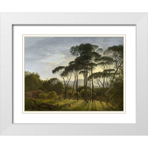 Italian Landscape with Umbrella Pines White Modern Wood Framed Art Print with Double Matting by Voogd, Hendrik