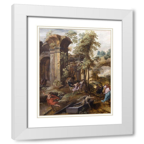 The Miracle at the Grave ofÂ Elisha White Modern Wood Framed Art Print with Double Matting by Nagel, Jan