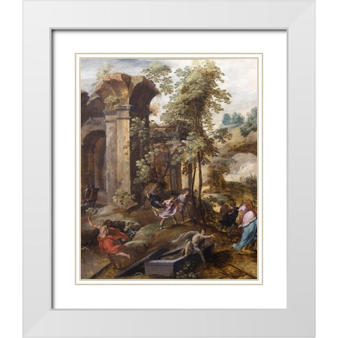 The Miracle at the Grave ofÂ Elisha White Modern Wood Framed Art Print with Double Matting by Nagel, Jan