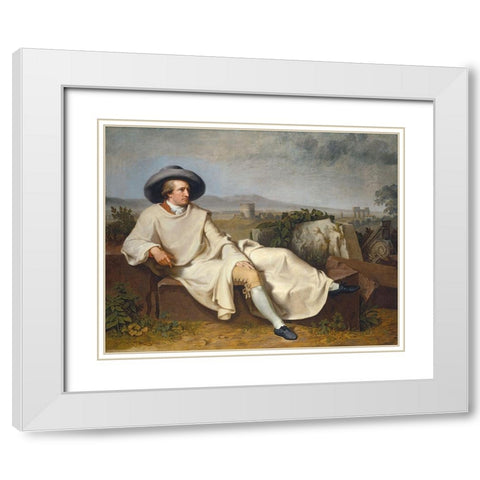 Goethe in the Roman Campagna White Modern Wood Framed Art Print with Double Matting by Tischbein, Johann Heinrich Wilhelm