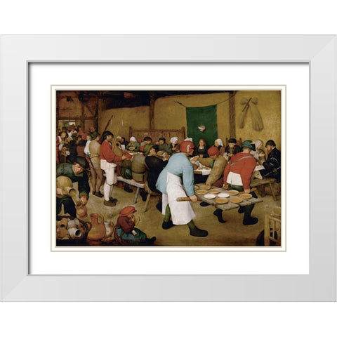 The Peasant Wedding White Modern Wood Framed Art Print with Double Matting by Bruegel the Elder, Pieter