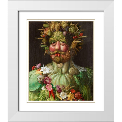 Vertumnus White Modern Wood Framed Art Print with Double Matting by Arcimboldo, Giuseppe