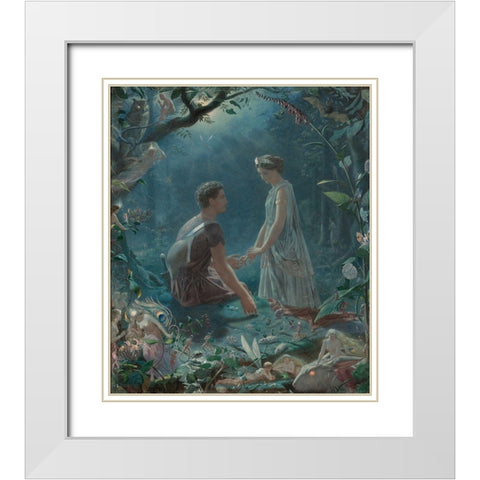 Hermia and Lysander White Modern Wood Framed Art Print with Double Matting by Simmons, John
