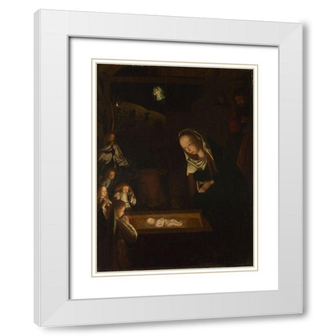 Nativity at Night White Modern Wood Framed Art Print with Double Matting by tot Sint Jans, Geertgen