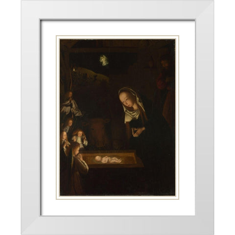 Nativity at Night White Modern Wood Framed Art Print with Double Matting by tot Sint Jans, Geertgen