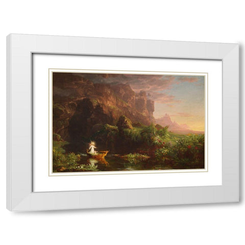 The Voyage of Life Childhood White Modern Wood Framed Art Print with Double Matting by Cole, Thomas