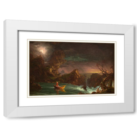 The Voyage of Life Manhood White Modern Wood Framed Art Print with Double Matting by Cole, Thomas