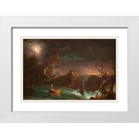 The Voyage of Life Manhood White Modern Wood Framed Art Print with Double Matting by Cole, Thomas