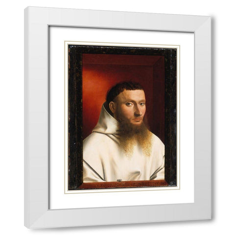 Portrait of a Carthusian White Modern Wood Framed Art Print with Double Matting by Christus, Petrus