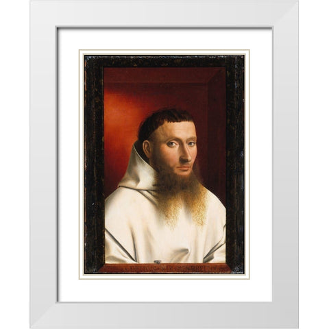 Portrait of a Carthusian White Modern Wood Framed Art Print with Double Matting by Christus, Petrus