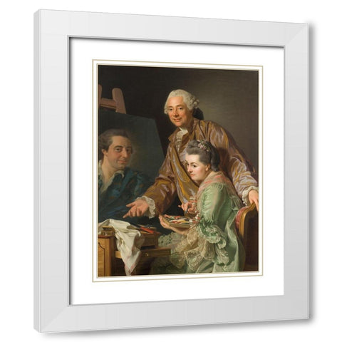 Self-portrait with his wife, Marie-Suzanne Giroust, painting Henrik Wilhelm Peill White Modern Wood Framed Art Print with Double Matting by Roslin, Alexander