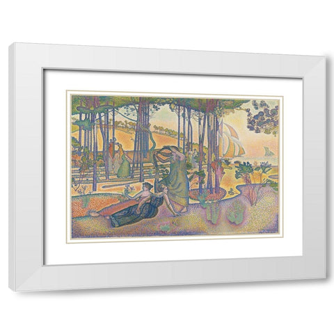 The Evening Air White Modern Wood Framed Art Print with Double Matting by Cross, Henri-Edmond