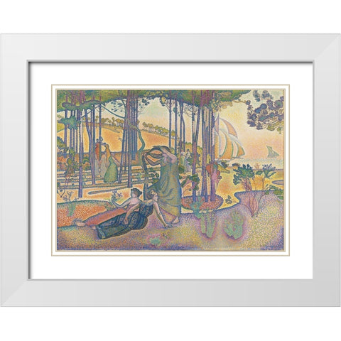 The Evening Air White Modern Wood Framed Art Print with Double Matting by Cross, Henri-Edmond