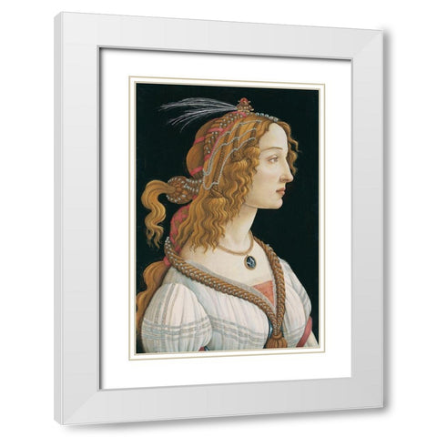 Portrait of a Young Woman White Modern Wood Framed Art Print with Double Matting by Botticelli, Sandro