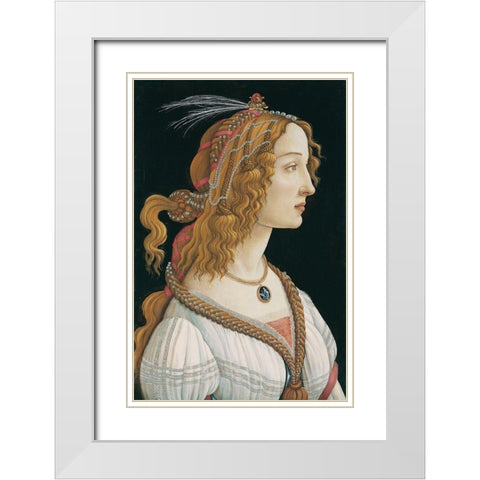 Portrait of a Young Woman White Modern Wood Framed Art Print with Double Matting by Botticelli, Sandro