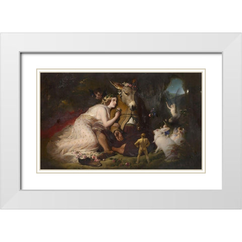Scene from A Midsummer Nights Dream White Modern Wood Framed Art Print with Double Matting by Landseer, Edwin
