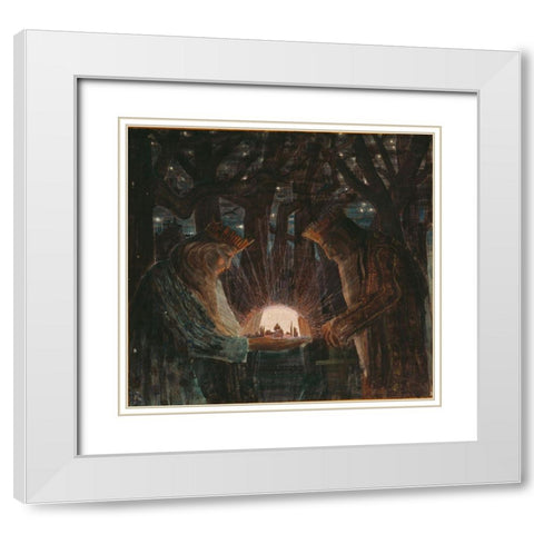 KingsÂ Fairy Tale White Modern Wood Framed Art Print with Double Matting by Ciurlionis, Mikalojus Konstantinas