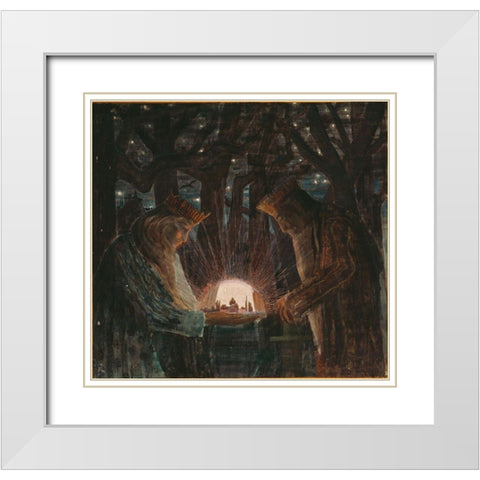 KingsÂ Fairy Tale White Modern Wood Framed Art Print with Double Matting by Ciurlionis, Mikalojus Konstantinas