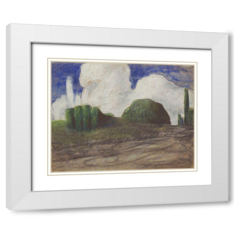 A Day White Modern Wood Framed Art Print with Double Matting by Ciurlionis, Mikalojus Konstantinas