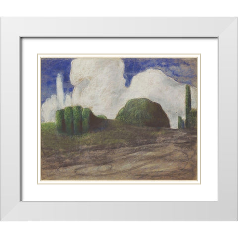 A Day White Modern Wood Framed Art Print with Double Matting by Ciurlionis, Mikalojus Konstantinas