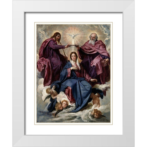 Coronation of the Virgin White Modern Wood Framed Art Print with Double Matting by Valazquez, Diego