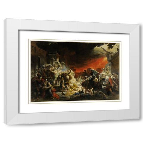 The Last Day of Pompeii White Modern Wood Framed Art Print with Double Matting by Bryullov, Karl