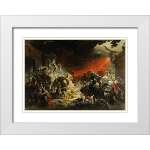 The Last Day of Pompeii White Modern Wood Framed Art Print with Double Matting by Bryullov, Karl