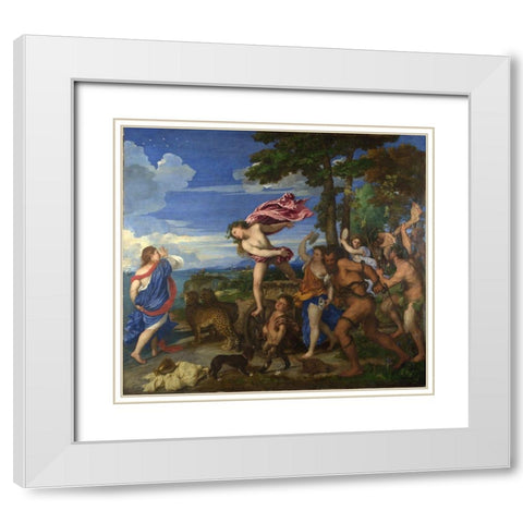 Bacchus and Ariadne White Modern Wood Framed Art Print with Double Matting by Titian