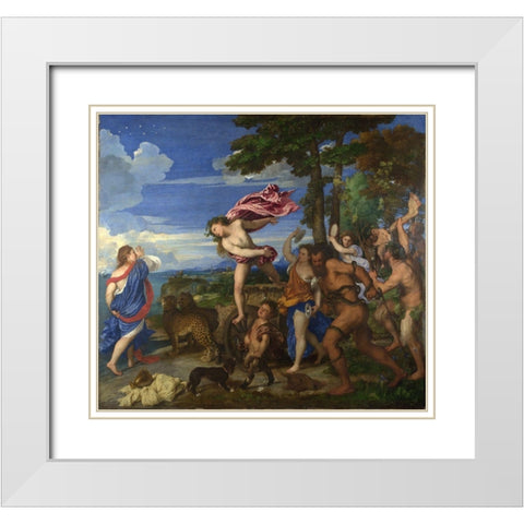 Bacchus and Ariadne White Modern Wood Framed Art Print with Double Matting by Titian