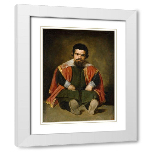 Portrait of Sebastian de Morra White Modern Wood Framed Art Print with Double Matting by Valazquez, Diego