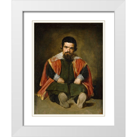 Portrait of Sebastian de Morra White Modern Wood Framed Art Print with Double Matting by Valazquez, Diego