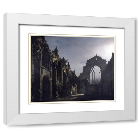 The Ruins of Holyrood Chapel White Modern Wood Framed Art Print with Double Matting by Daguerre, Louis