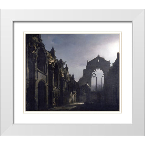 The Ruins of Holyrood Chapel White Modern Wood Framed Art Print with Double Matting by Daguerre, Louis