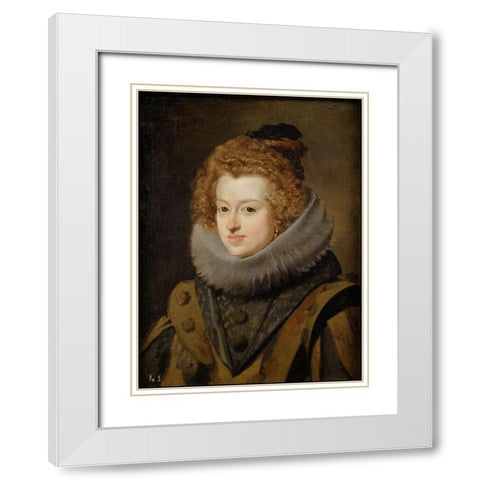 Portrait of Maria Anna White Modern Wood Framed Art Print with Double Matting by Valazquez, Diego