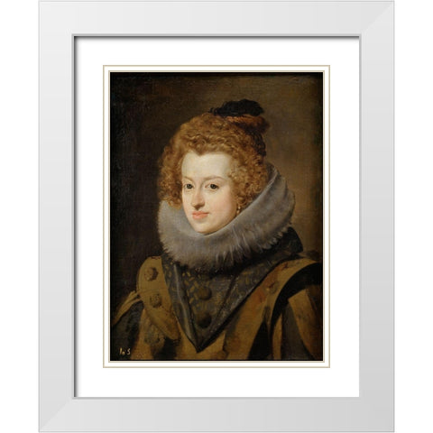 Portrait of Maria Anna White Modern Wood Framed Art Print with Double Matting by Valazquez, Diego