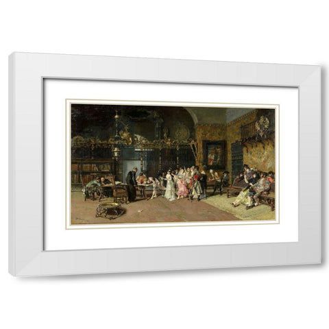 The Spanish Wedding White Modern Wood Framed Art Print with Double Matting by Fortuny, Maria