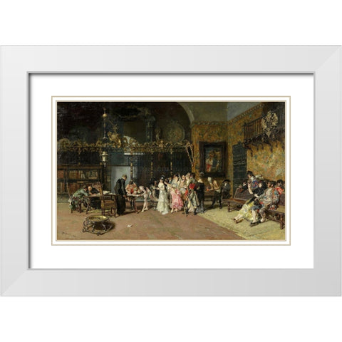 The Spanish Wedding White Modern Wood Framed Art Print with Double Matting by Fortuny, Maria