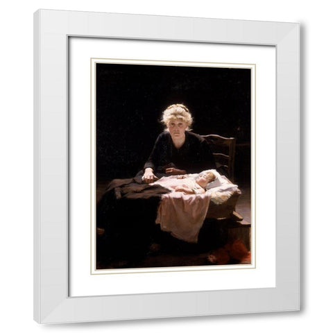 Fantine White Modern Wood Framed Art Print with Double Matting by Hall, Margaret Bernadine