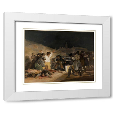 The Third of May 1808 White Modern Wood Framed Art Print with Double Matting by Valazquez, Diego