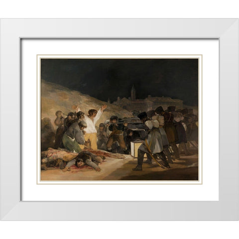 The Third of May 1808 White Modern Wood Framed Art Print with Double Matting by Valazquez, Diego