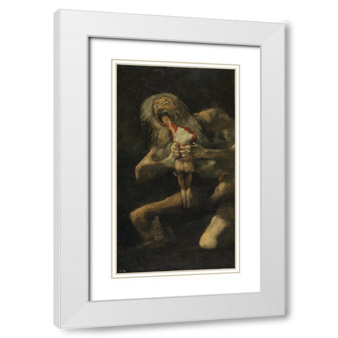 Saturn Devouring His Son White Modern Wood Framed Art Print with Double Matting by Valazquez, Diego