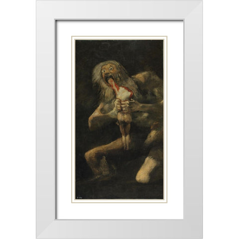 Saturn Devouring His Son White Modern Wood Framed Art Print with Double Matting by Valazquez, Diego