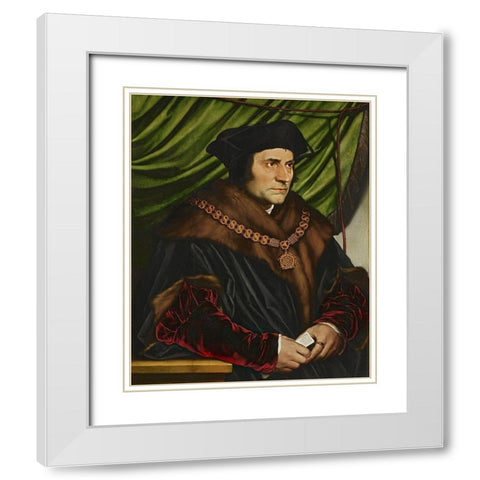 Portrait of Sir Thomas More White Modern Wood Framed Art Print with Double Matting by Holbein the Younger, Hans
