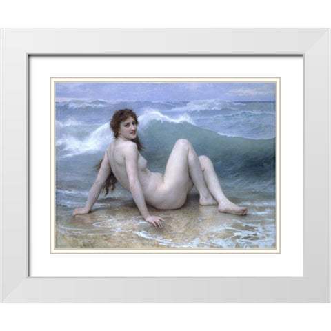 The WaveÂ atÂ Nude White Modern Wood Framed Art Print with Double Matting by Bouguereau, William-Adolphe