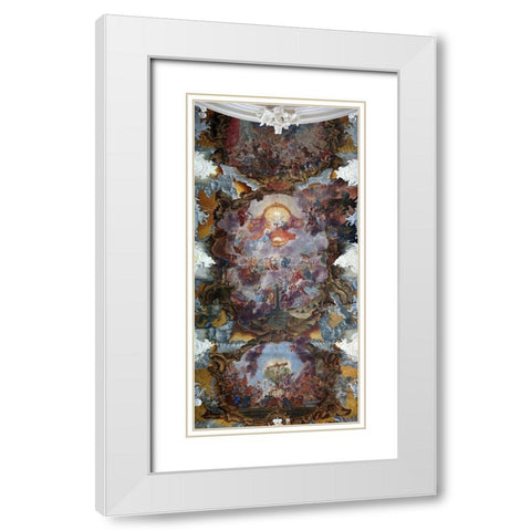 Painted ceiling of theÂ Basilica of St. Paulinus White Modern Wood Framed Art Print with Double Matting by Scheffler, Christoph Thomas
