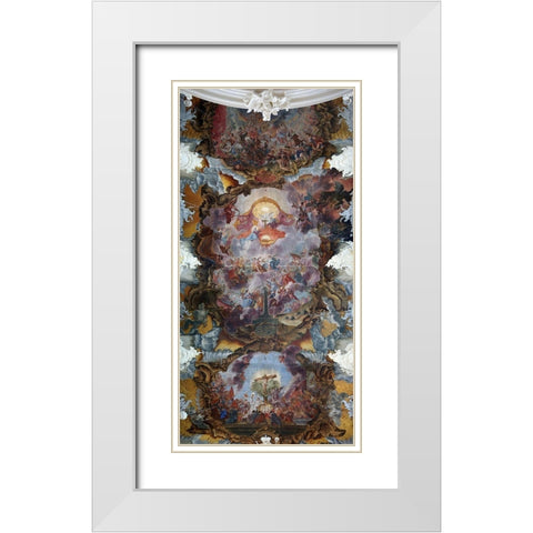 Painted ceiling of theÂ Basilica of St. Paulinus White Modern Wood Framed Art Print with Double Matting by Scheffler, Christoph Thomas