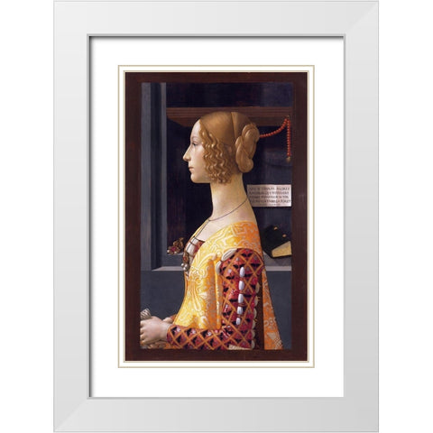 Portrait of Giovanna Tornabuoni White Modern Wood Framed Art Print with Double Matting by Ghirlandaio, Domenico